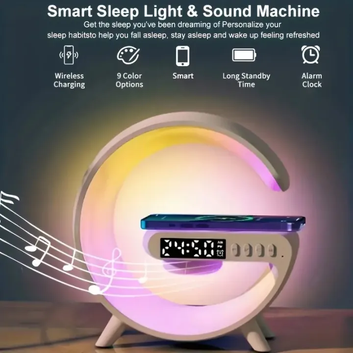 G63-1 G63 Smart Light Sound Speaker Machine Fast Charging Alarm Clock 7-Color RGB Music Player Speaker - Image 1
