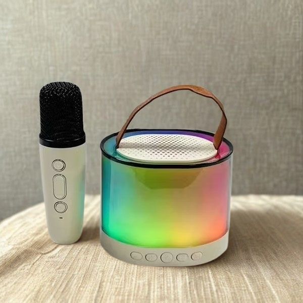 k52 karaoke speaker K52 Wireless Portable Bluetooth Speaker 1 Microphone With RGB - Image 1