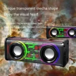 V8 Bluetooth Speaker Transparent Sound Box Colorful Lights Dual Speaker High Power Subwoofer - Image 2