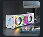 V8 Bluetooth Speaker Transparent Sound Box Colorful Lights Dual Speaker High Power Subwoofer - Image 3